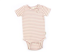 Petit Piao sea shell pink striped bodysuit